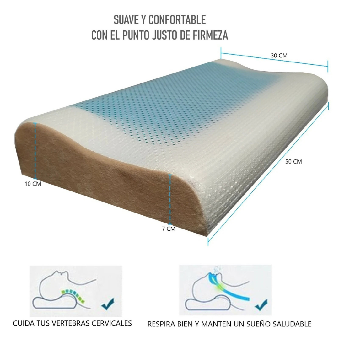 Almohada Cervical Tecnología Viscoelástica de Gel con Espuma de Memoria.